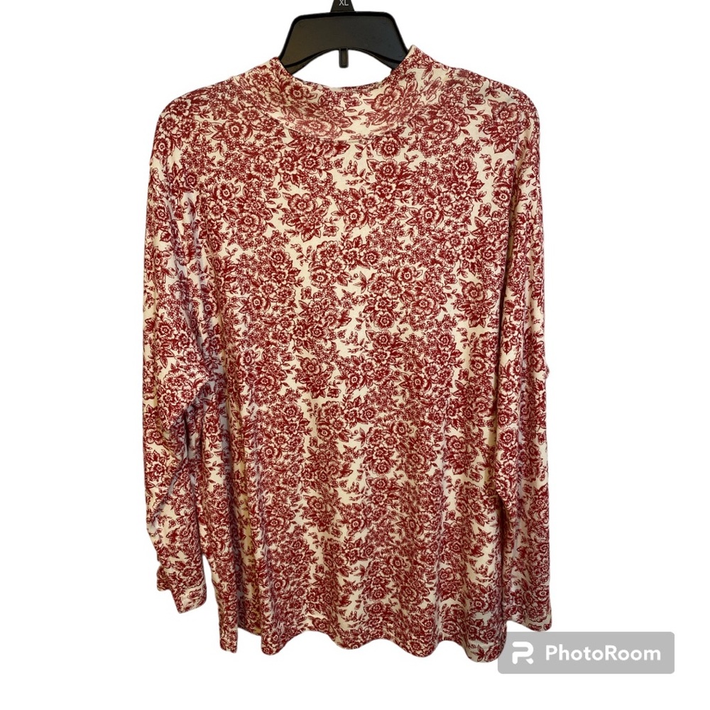 Bobbie Brooks Woman Floral Mock Neck Turtleneck Top Long  Sleeves Plus Sz 18/20w